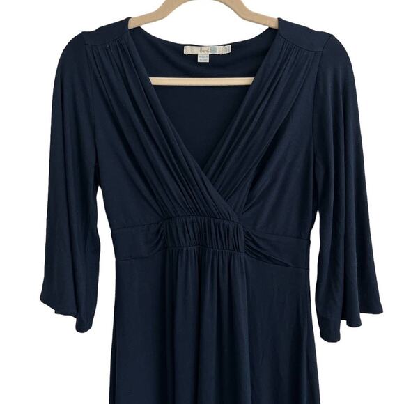 Boden Women’s Navy V-Neck Jersey Dress Flare Sleeve 3/4-Length US 4R/UK 8R - Picture 4 of 6
